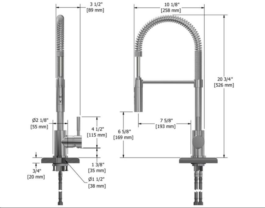 Riobel BI201 Bistro Kitchen Faucet With Spray